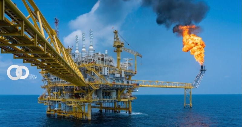 Una planta de extracción de pétroleo marítima situada en el Mar del Norte.