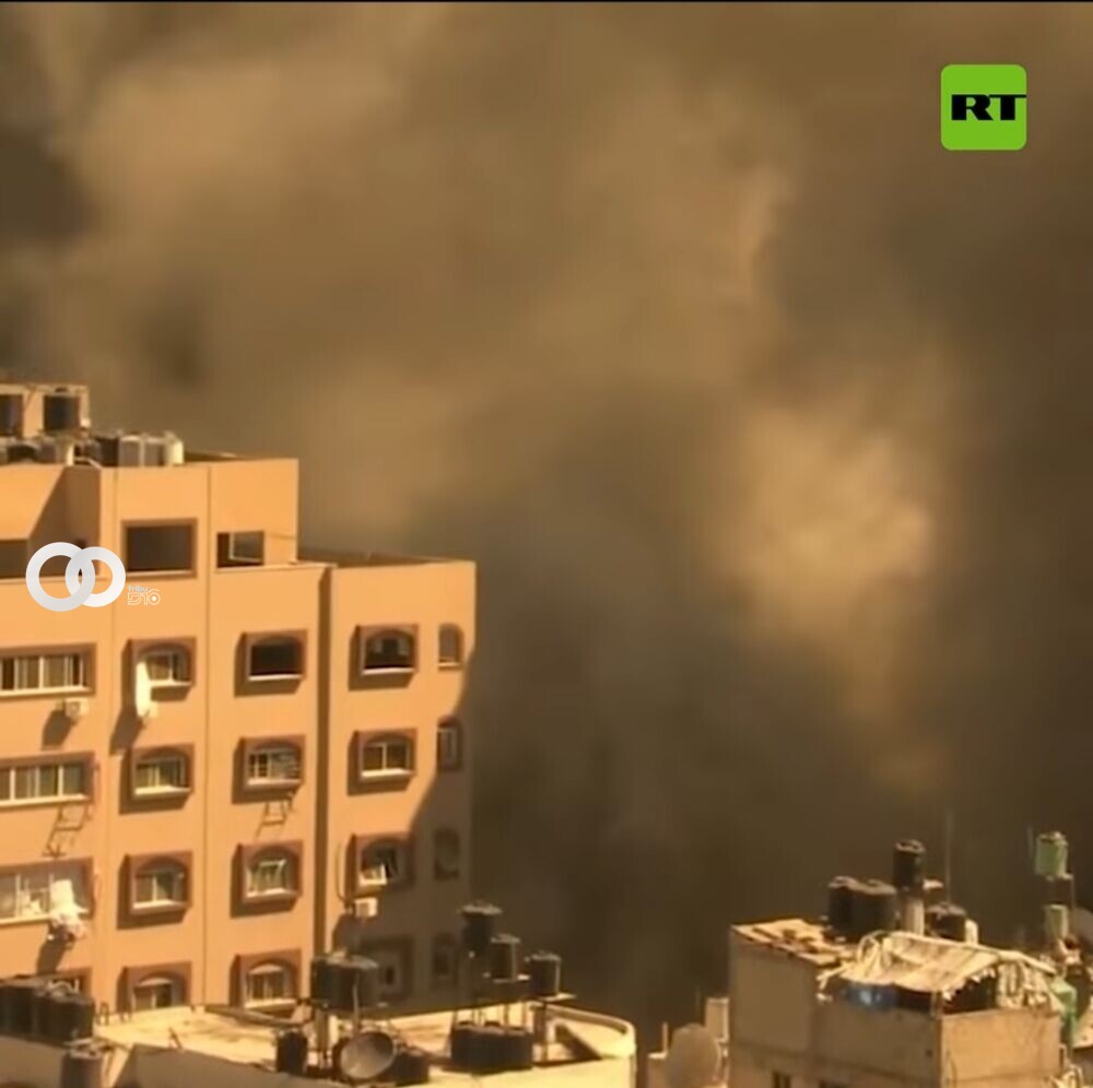 Imagen luego de la destrucción de un edificio en Gaza