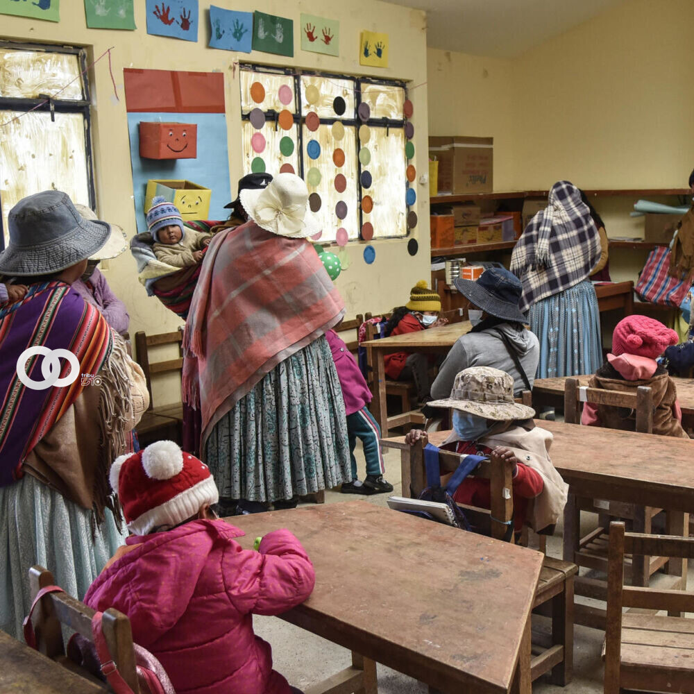 Primera semana de clases presenciales en la escuela Ladislao Cabrera, en la comunidad de Machacamarca, a 60 km de La Paz, Bolivia, el 19 de febrero de 2021 Aizar Raldes AFP/Archivos