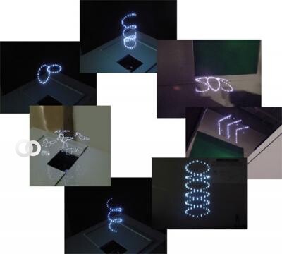 Diversos ejemplos de hologramas aereos 3D. Foto: NIAIST.