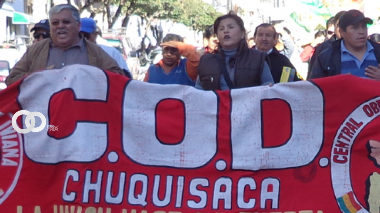COD de Chuquisaca declaró que habrá movilizaciones para el próximo martes
