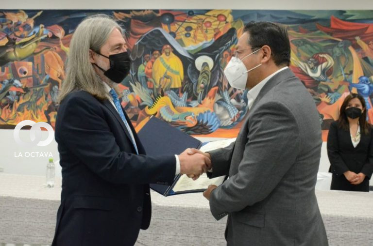 Juan Pablo Letelier, Presidente del Parlamento Andino y Luis Arce, Presidente de Bolivia