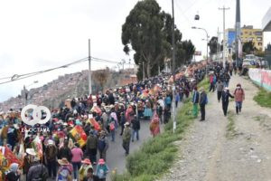 Manifestación en La Paz contra la exigencia del carnet de vacuna anticovid