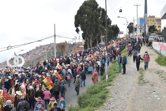 Manifestación en La Paz contra la exigencia del carnet de vacuna anticovid