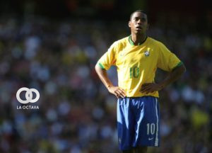 Robinho, durante un partido amistoso entre Brasil y Argentina, celebrado en Londres 2006