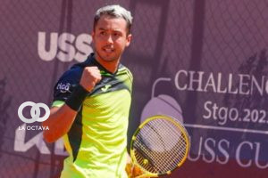 Hugo Dellien celebra un punto en el partido del martes.