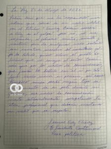Carta de Añez desde la prisión