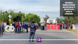 Cod anuncia bloqueos
