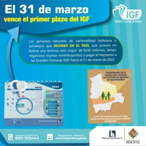 Residentes deben pagar el IGF hasta este 31 de marzo