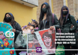 Marchas pacíficas y caravanas participan del Día Internacional de la Mujer (8M) en Potosí