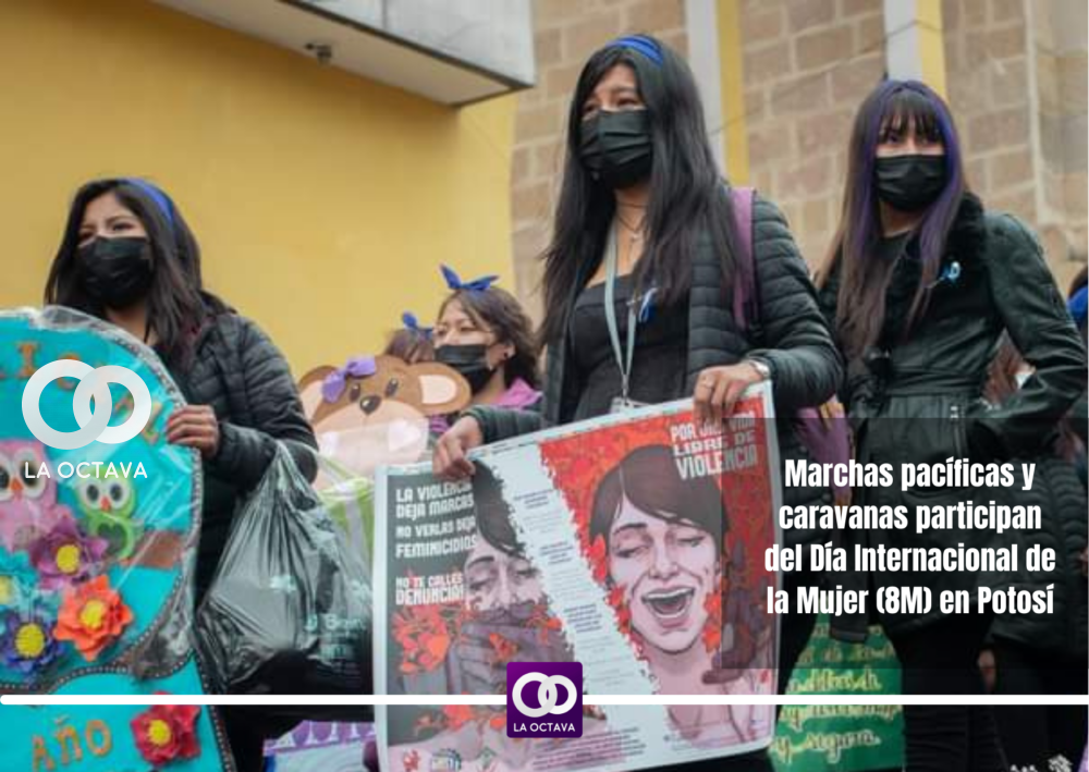 Marchas pacíficas y caravanas participan del Día Internacional de la Mujer (8M) en Potosí