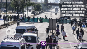 Medidas de protestas anunciadas por la Central Obrera Departamental (COD), van masificándose con el transcurso de la jornada.