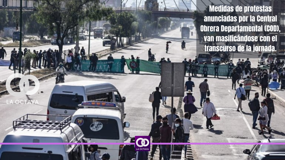 Medidas de protestas anunciadas por la Central Obrera Departamental (COD), van masificándose con el transcurso de la jornada.