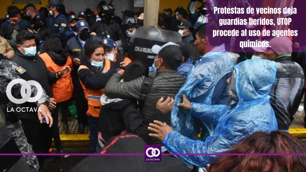 Protestas de vecinos deja guardias heridos, UTOP procede al uso de agentes químicos.