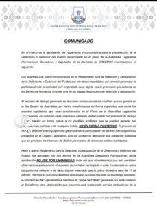 Comunicado de Creemos. Foto: Cámara de Senadores.