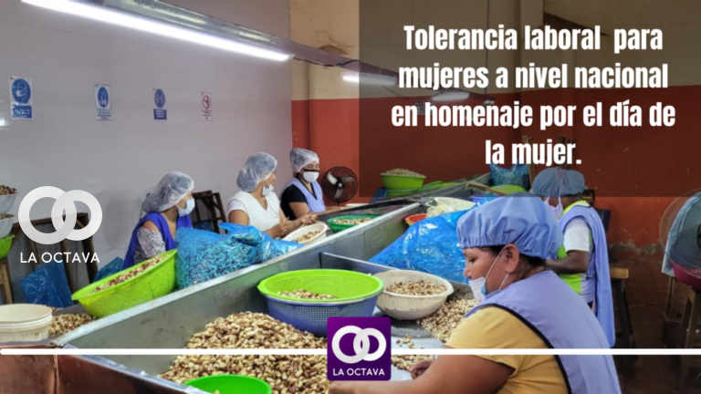 Tolerancia laboral para mujeres a nivel nacional en homenaje por el día de la mujer.
