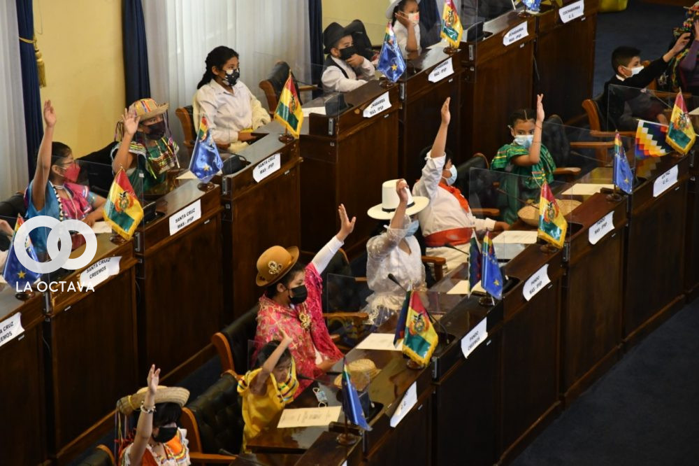 Niñas, niños y adolescentes asumieron por el "Día del Niño/a" el papel de legisladores en la Asamblea Legislativa Plurinacional.
