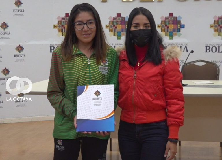 Cielo Veizaga, Viceministra de Deportes y Ángela Castro, Atleta boliviana
