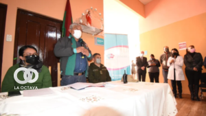El alcalde Iván Arias en su discurso de inauguración del refugio transitorio para adultos mayores y personas con discapacidad. Foto: AMUN.