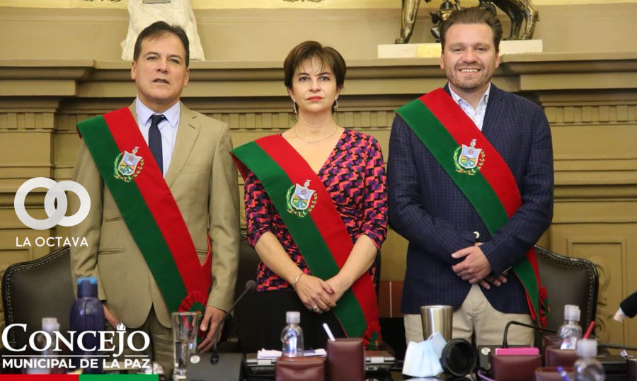 Javier Escalier, Yelka Maric y Óscar Sogliano. Foto: Concejo La Paz