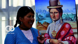 Mona Lisa vestida con la elegancia de las cholitas bolivianas