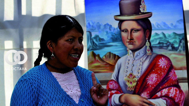 Mona Lisa vestida con la elegancia de las cholitas bolivianas