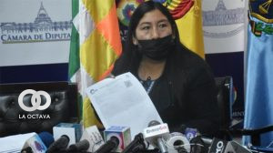Olivia Guachalla, diputada del MAS, en conferencia de prensa