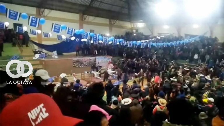 Enfrentamientos en el congreso del MAS en Potosí. Captura de video que circula en Redes Sociales