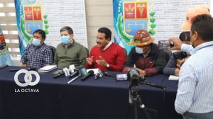La conferencia de prensa de la bancada de asambleístas departamentales del MAS.