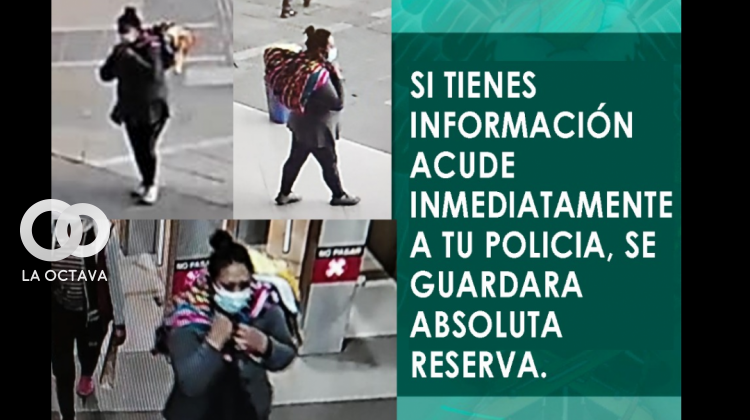 Afiche de la Policía que pide a la ciudadanía identificar a la raptora o brindar cualquier información