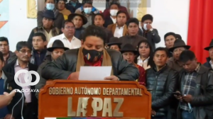 Gobernador de La Paz, Santos Quispe, luego de la reunión con alcaldes de La Paz