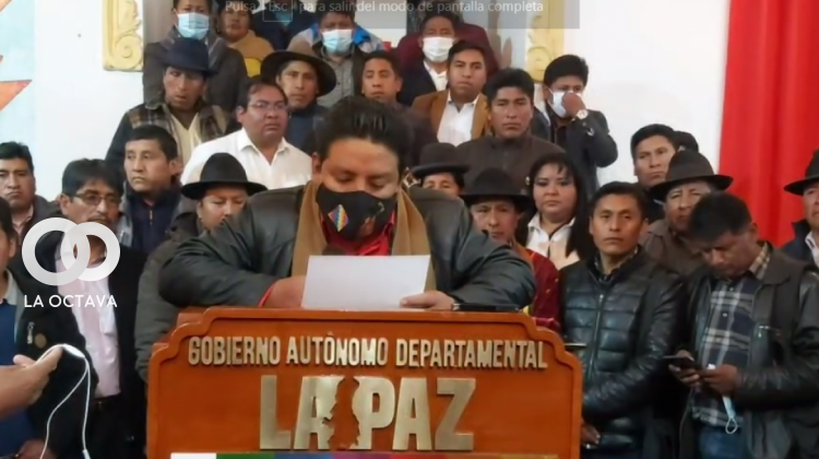 Gobernador de La Paz, Santos Quispe, luego de la reunión con alcaldes de La Paz