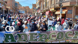 Marcha de Adepcoca en demanda del cierre del mercado de Arnol Alanes. Foto, ANF