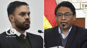 Eduardo Del Castillo, Ministro de Gobierno e Iván Lima, Ministro de Justicia..