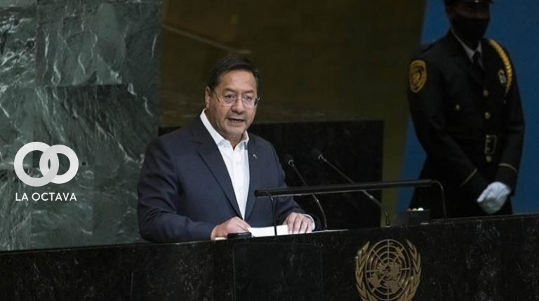 El presidente Luis Arce, ayer durante su intervención en las Naciones Unidas.