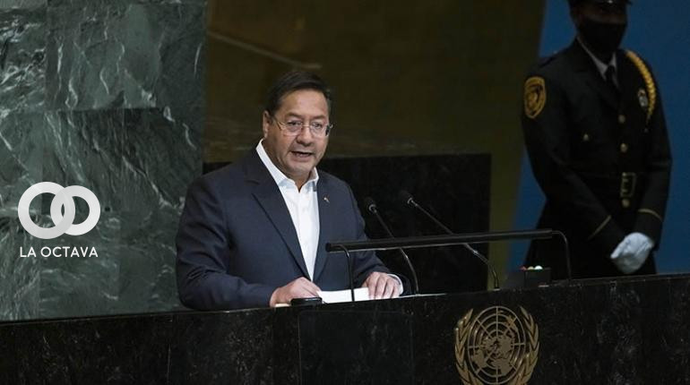 El presidente Luis Arce, ayer durante su intervención en las Naciones Unidas.