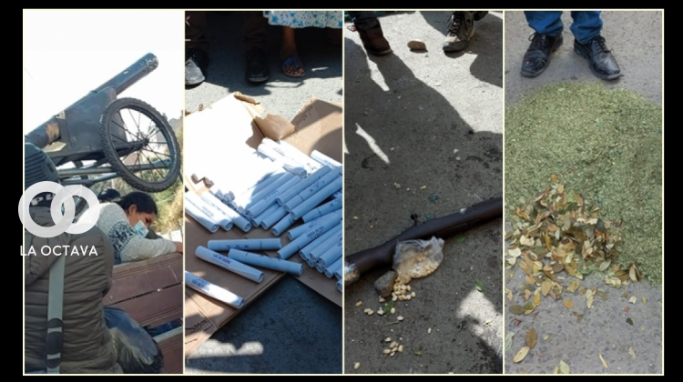 Explosivos y armas hallados en el mercado de Arnold Alanes.