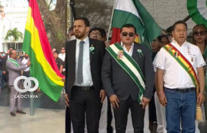 Imagen de ambos actos por la efeméride cruceña.