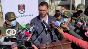 Ministro de Gobierno, Eduardo del Castillo, esta mañana en conferencia de prensa.