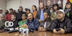 Vicente Cuellar, Luis Fernando Camacho y Rómulo Calvo en las movilizaciones.