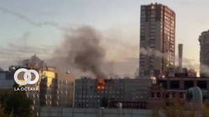 Bombardeos en la ciudad de Kiev, Ucrania.