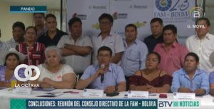 Conferencia de Prensa para anunciar las determinaciones de FAM-Bolivia Foto. BTV
