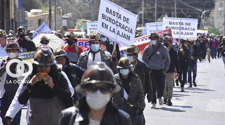 Cooperativistas mineros en las movilizaciones de la pasada semana.