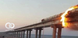 Imagenes de la explosión en el puente de Crimea.