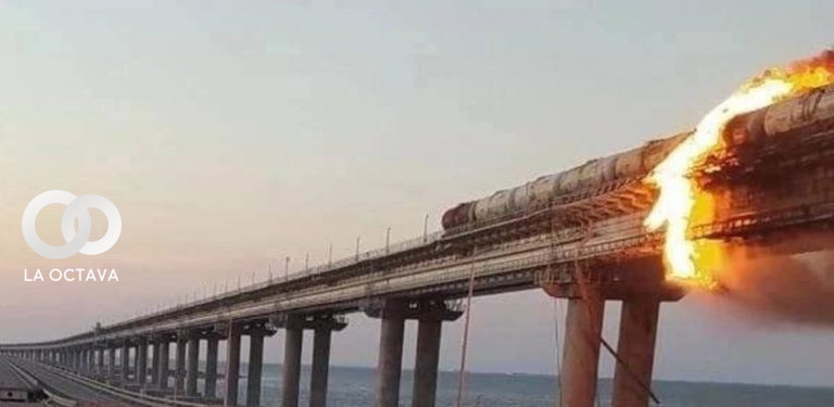 Imagenes de la explosión en el puente de Crimea.