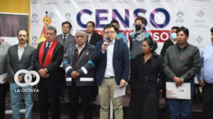 Iván Arias en la testera de laa mesa técnica del INE por el Censo Foto. ANF.