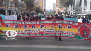 Marcha de la Federación Sindical de Trabajadores en Salud de La Paz. Foto. RRSS