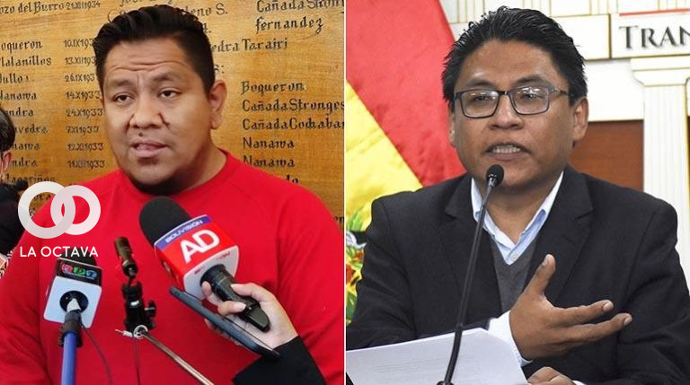 Presidente del MAS Cercado, Franco García, y el ministro de Justicia, Iván Lima
