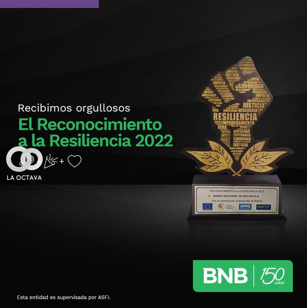 BNB se hace merecedor del reconocimiento a la Resiliencia 2022.