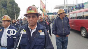 Mineros cooperativistas de Oruro realizan una marcha. Foto. Captura de video.